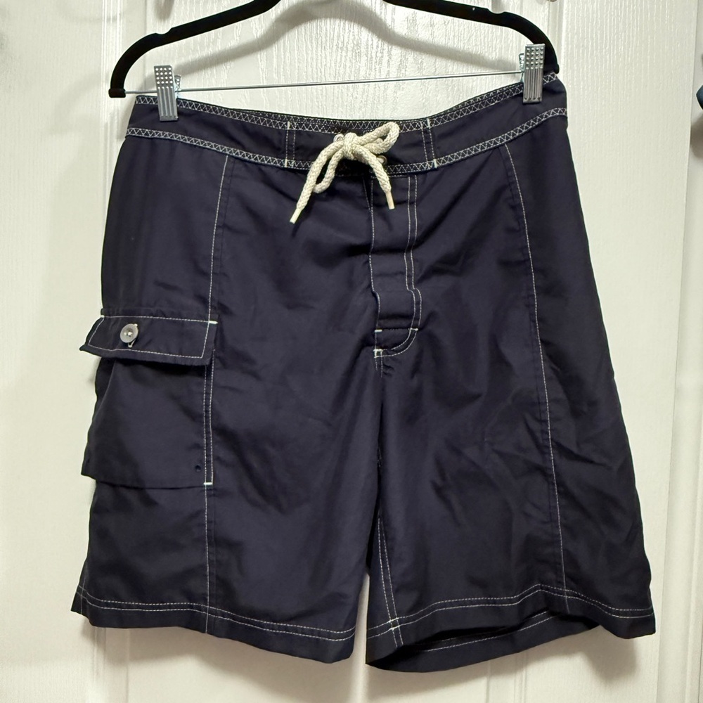 Vintage Y2K Banana Republic Mens 33 Swim‎ Board Shorts Trunks Navy Blue Preppy